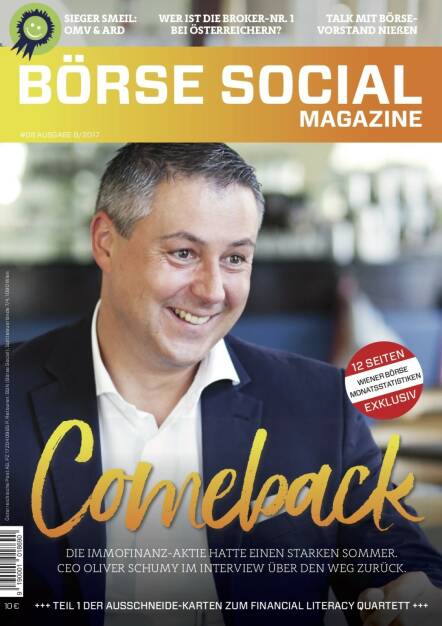 Börse Social Magazine #8 mit Oliver Schumy, Immofinanz, am Cover (11.09.2017) 