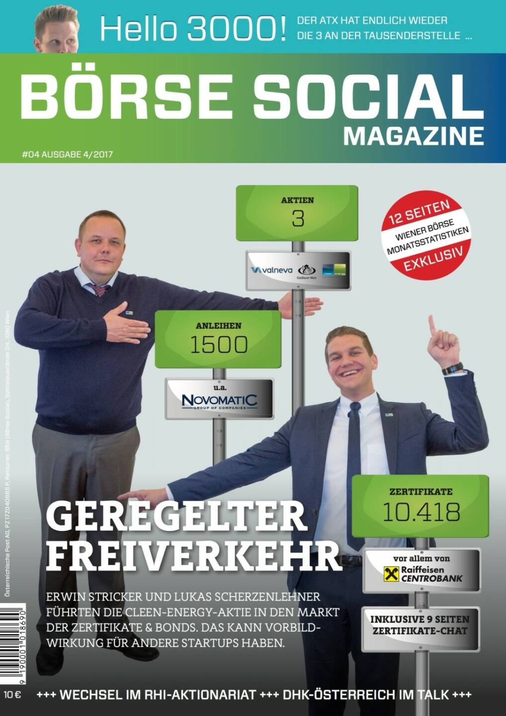 Börse Social Magazine #4 mit Erwin Stricker und Lukas Scherzenlehner, Cleen Energy, am Cover