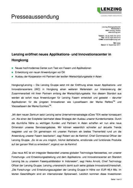 Lenzing eröffnet neues Applikations- und Innovationscenter in Hongkong, Seite 1/3, komplettes Dokument unter http://boerse-social.com/static/uploads/file_2333_lenzing_eroffnet_neues_applikations-_und_innovationscenter_in_hongkong.pdf (12.09.2017) 