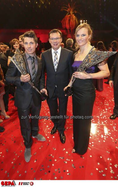 Marcel Hirscher, Norbert Darabos, Marlies Schild, © GEPA pictures/ Sporthilfe (15.12.2012) 