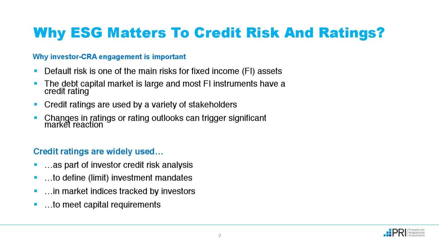Präsentation UNPRI - Why ESG Matters To Credit Risk and Ratings