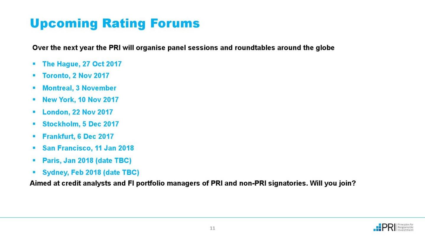 Präsentation UNPRI - Upcoming Rating Forums