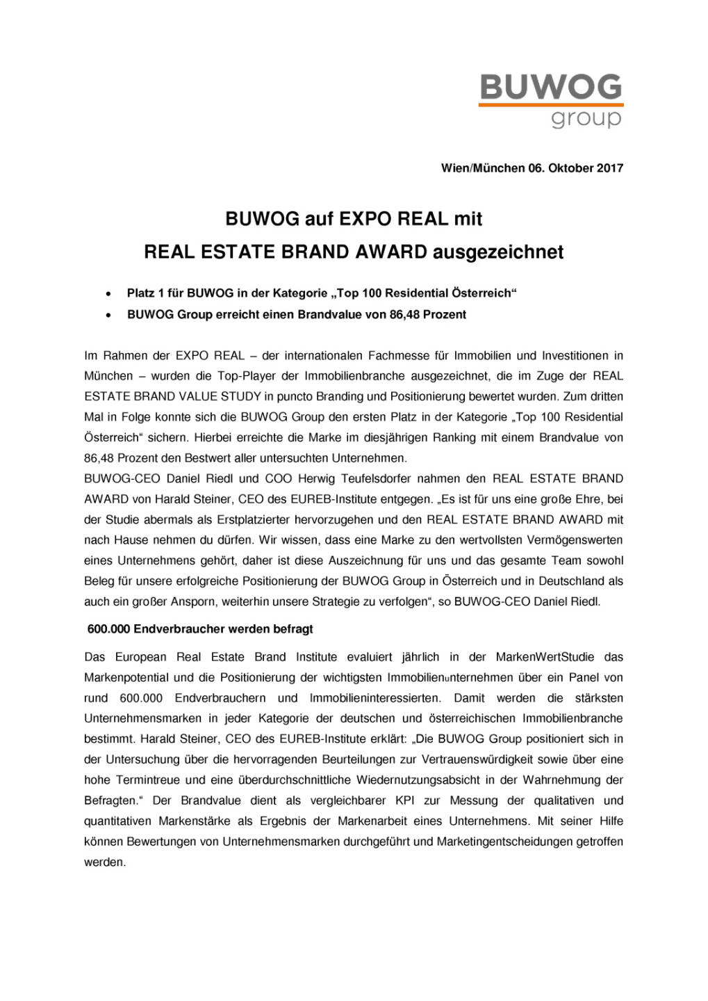 Buwog auf Expo Real mit Real Estate Brand Award ausgezeichnet, Seite 1/2, komplettes Dokument unter http://boerse-social.com/static/uploads/file_2358_buwog_auf_expo_real_mit_real_estate_brand_award_ausgezeichnet.pdf