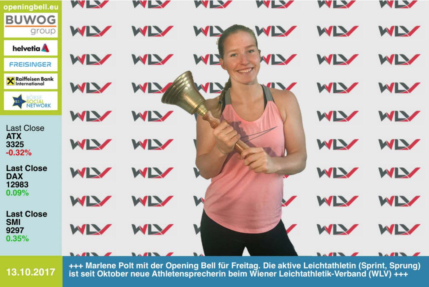 #openingbell am 13.10.: Marlene Polt mit der Opening Bell für Freitag. Die aktive Leichtathletin (Sprint, Sprung) ist seit Oktober neue Athletensprecherin beim Wiener Leichtathletik-Verband (WLV) http://www.wlv.or.at http://www.runplugged.com https://www.facebook.com/groups/Sportsblogged/  