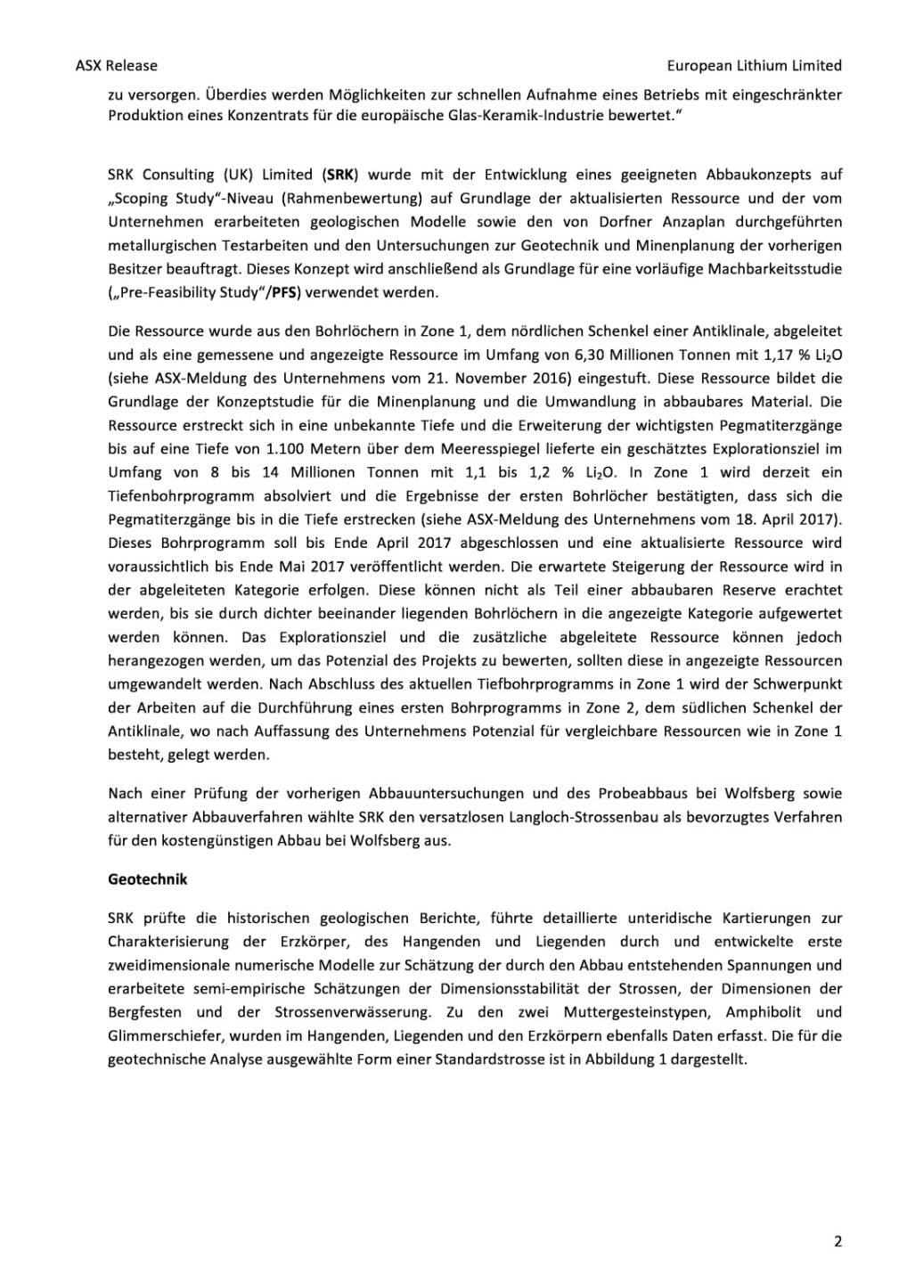 European Lithium: Studie zeigt Technische und wirtschaftliche Tragfähigkeit des Lithiumprojekts Wolfsberg, Seite 2/13, komplettes Dokument unter http://boerse-social.com/static/uploads/file_2367_european_lithium_studie_zeigt_technische_und_wirtschaftliche_tragfahigkeit_des_lithiumprojekts_wolfsberg.pdf