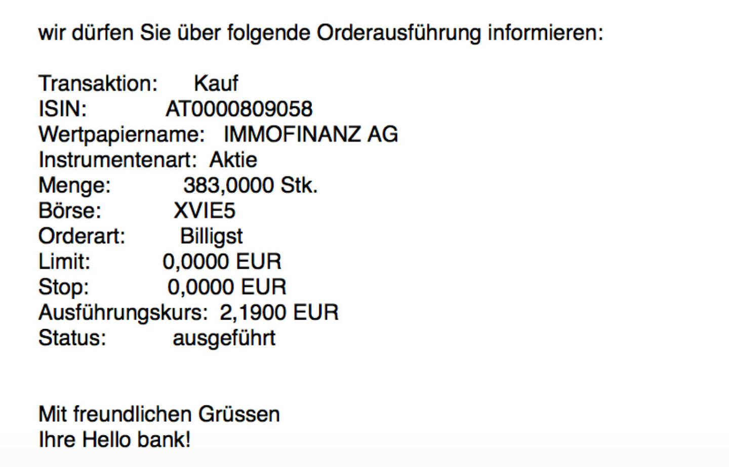 Kauf Immofinanz für #100100hello #goboersewien
