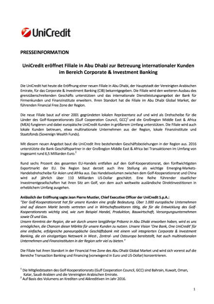 UniCredit eröffnet Filiale in Abu Dhabi, Seite 1/2, komplettes Dokument unter http://boerse-social.com/static/uploads/file_2372_unicredit_eroffnet_filiale_in_abu_dhabi.pdf (23.10.2017) 