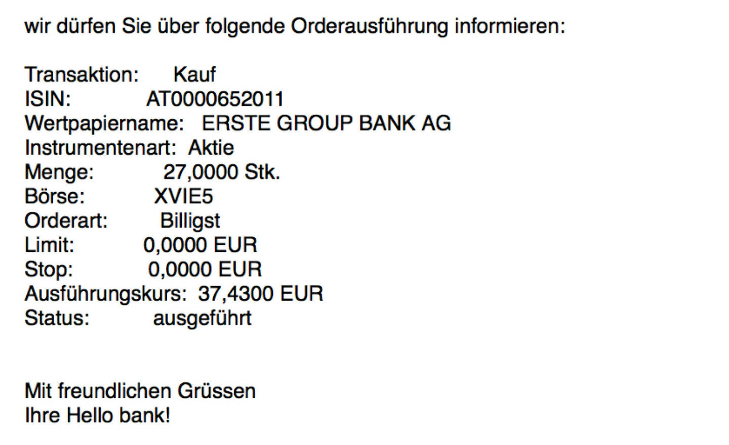 Kauf Erste Group für #100100hello #goboersewien