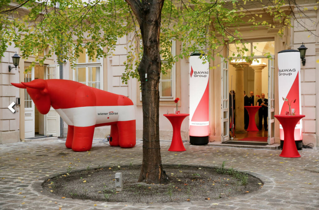 Börse im Bawag-Style, Bulle, rot weiß rot, Österreich, Wiener Börse; Fotocredit: Wiener Börse (26.10.2017)