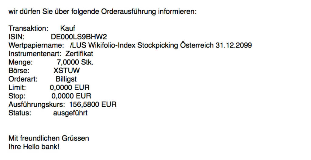 Kauf Stockpicking Österreich für #100100hello #goboersewien  (01.11.2017) 