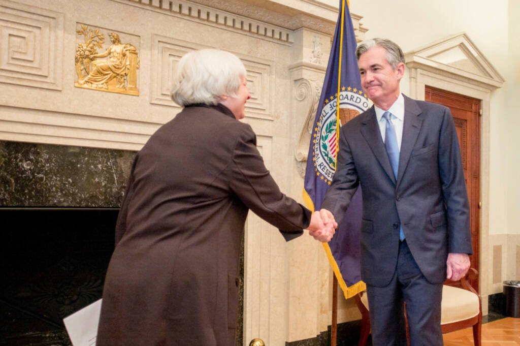 FED-Chefin Janet Yellen und Nachfolger Governor Jerome Powell; Fotoquelle: https://www.federalreserve.gov, © Aussender (03.11.2017) 