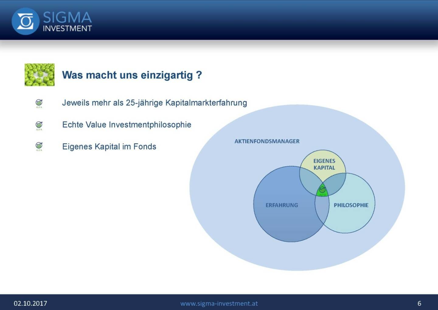 Präsentation Sigma Alfa European Opportunities Fonds - Einzigartig