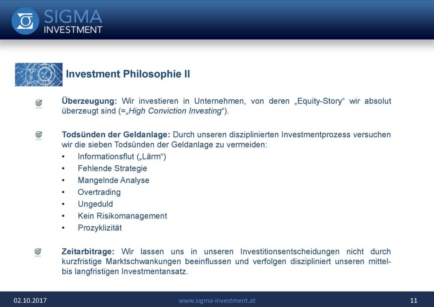 Präsentation Sigma Alfa European Opportunities Fonds - Philosophie