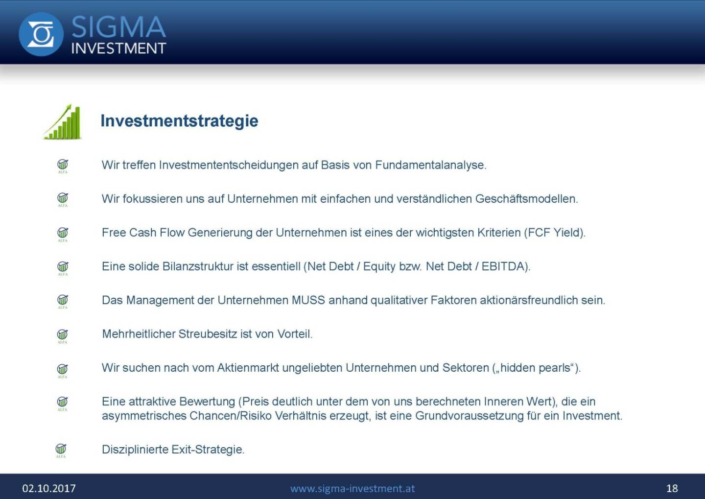 Präsentation Sigma Alfa European Opportunities Fonds - Investmentstrategie