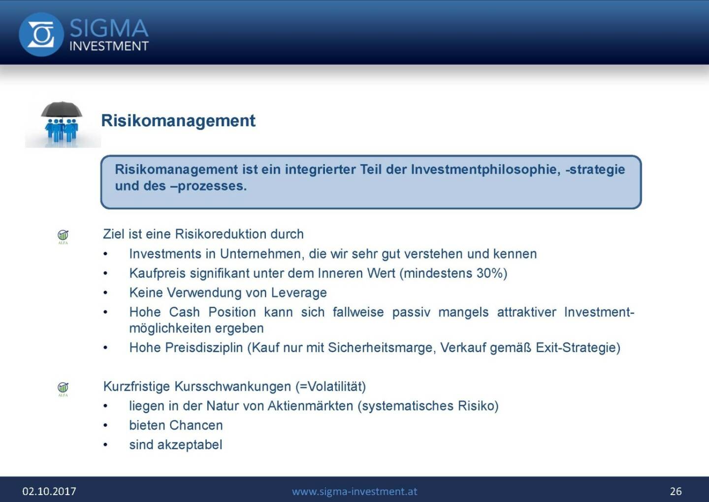 Präsentation Sigma Alfa European Opportunities Fonds - Risikomanagement