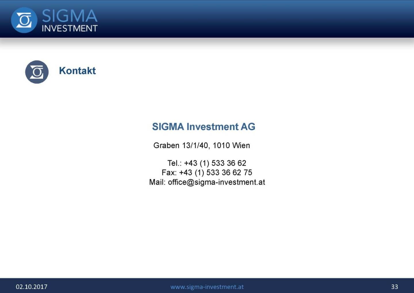Präsentation Sigma Alfa European Opportunities Fonds - Kontakt