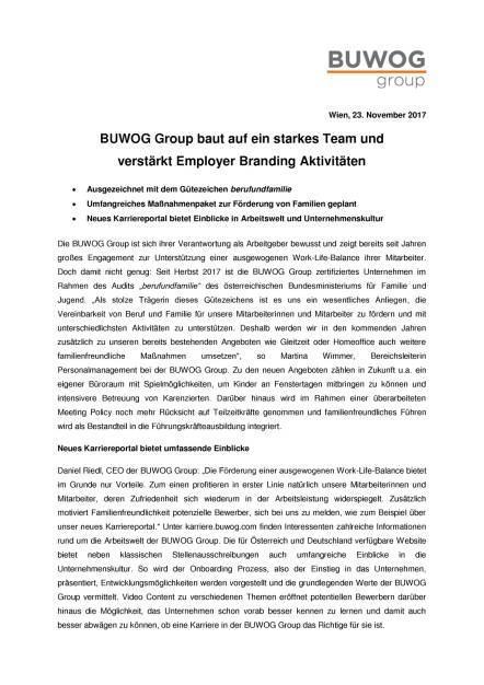 Buwog: Verstärkte Employer Branding Aktivitäten und neues Karriereportal, Seite 1/2, komplettes Dokument unter http://boerse-social.com/static/uploads/file_2398_verstarkte_employer_branding_aktivitaten_und_neues_karriereportal.pdf (23.11.2017) 