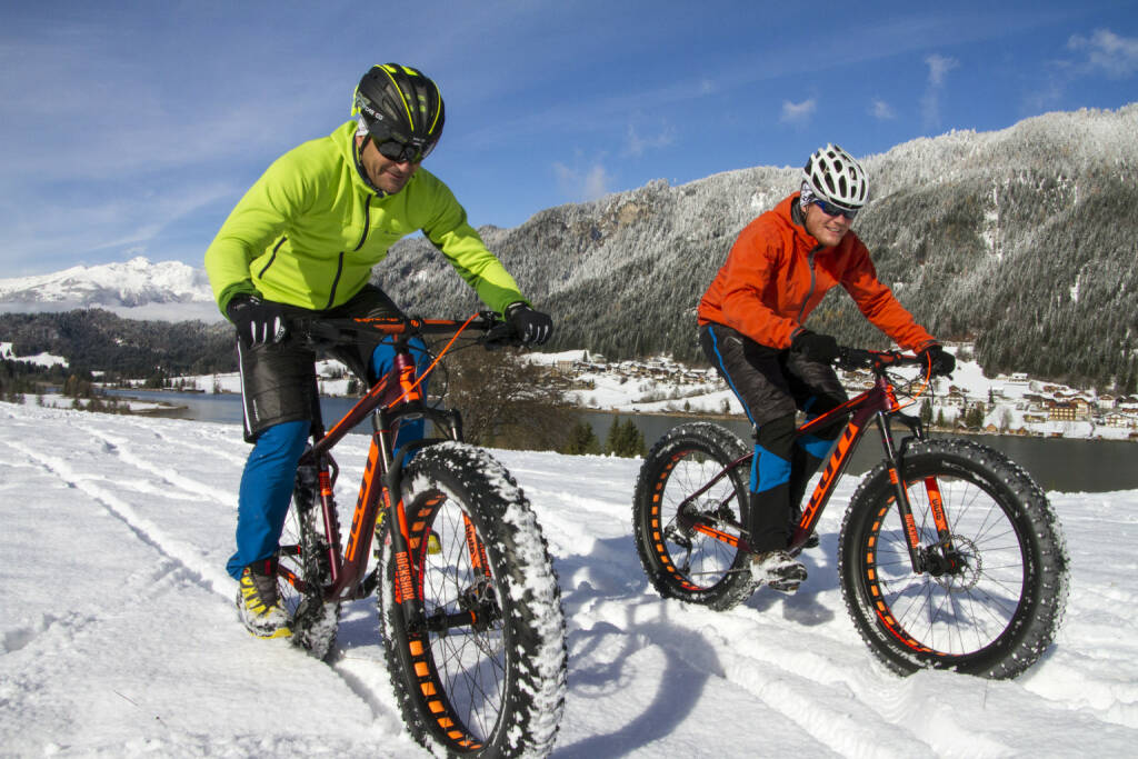 Winter am Weissensee, z.B. mit Fatbiken am Eis und Schnee; (c) Weissensee Information, © Aussendung (20.12.2017) 