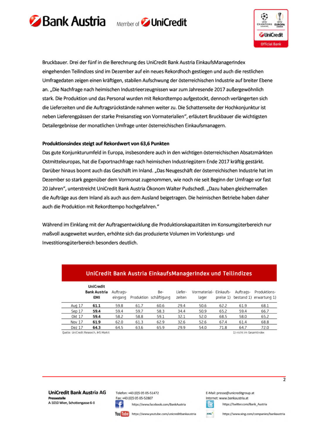Rekordhoch zum Jahresende in der österreichischen Industrie, Seite 2/4, komplettes Dokument unter http://boerse-social.com/static/uploads/file_2413_rekordhoch_zum_jahresende_in_der_osterreichischen_industrie.pdf