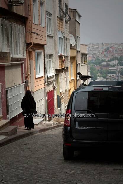 Frau, Auto, Krähe; Türkei, Istanbul, © Herlinde Wagner (02.06.2013) 