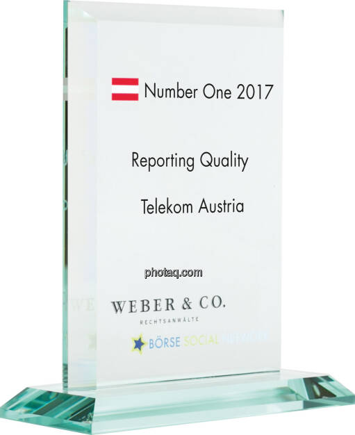 Number One Awards 2017 - Reporting Quality - Telekom Austria, © photaq (22.01.2018) 