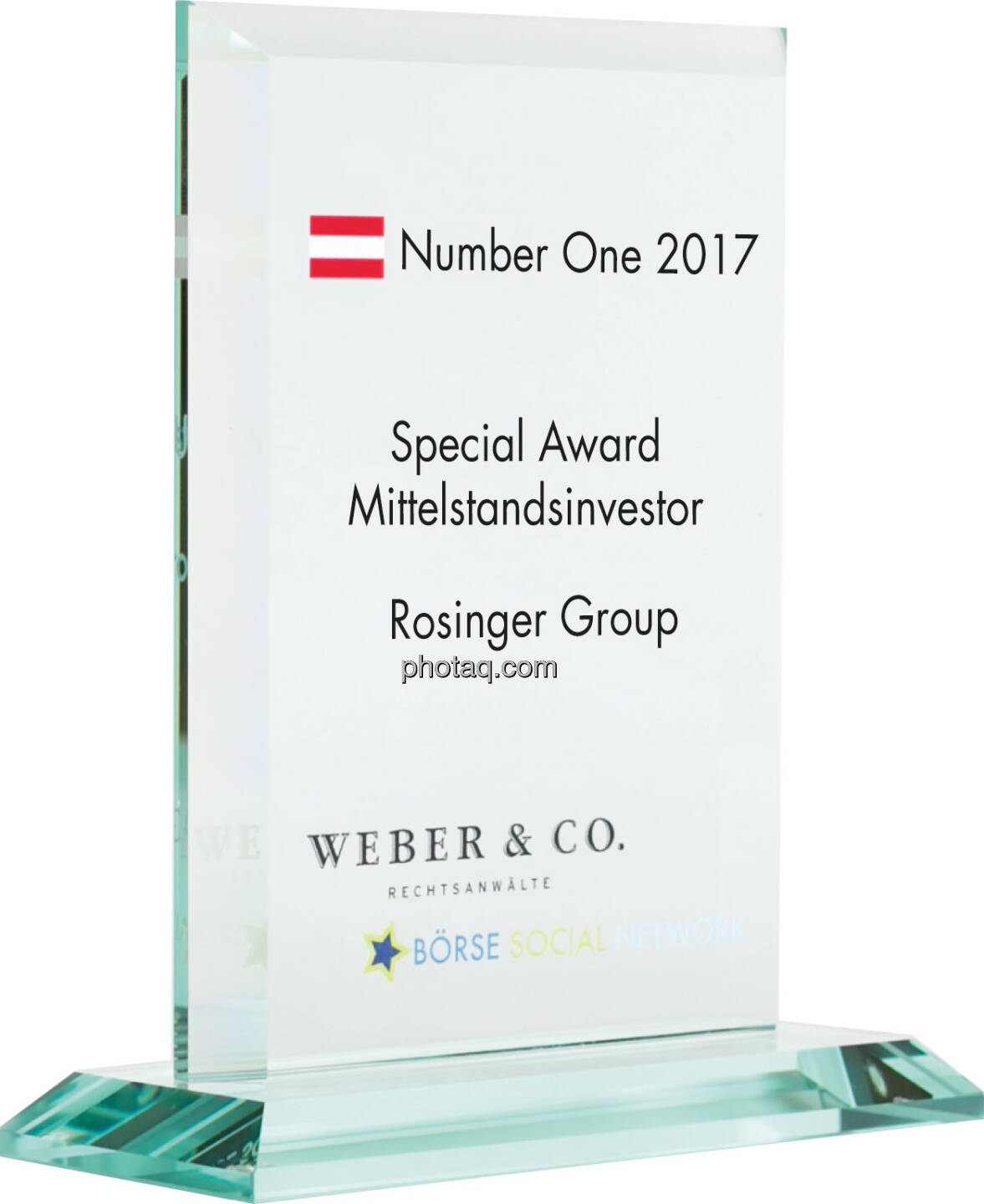 Number One Awards 2017 - Special Award Mittelstandsinvestor - Rosinger Group