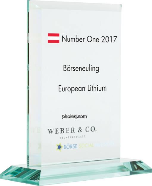Number One Awards 2017 - Börseneuling - European Lithium, © photaq (22.01.2018) 