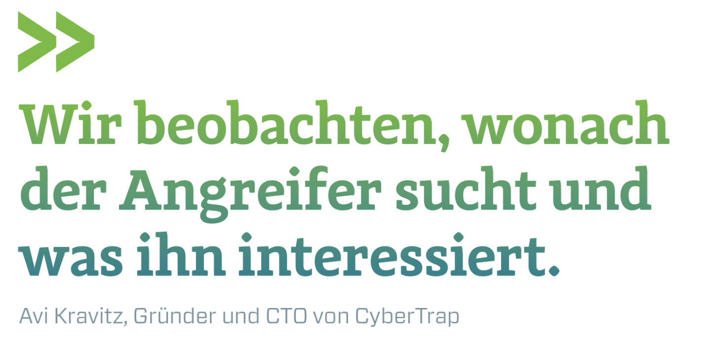 Wir beobachten, wonach der Angreifer sucht und was ihn interessiert.
Avi Kravitz, Gründer und CTO von CyberTrap