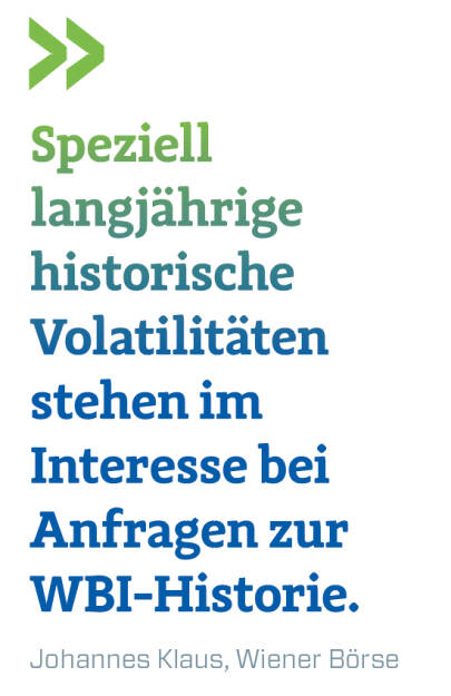 Speziell langjährige historische Volatilitäten stehen im Interesse bei Anfragen zur WBI-Historie.
Johannes Klaus, Wiener Börse (13.02.2018) 