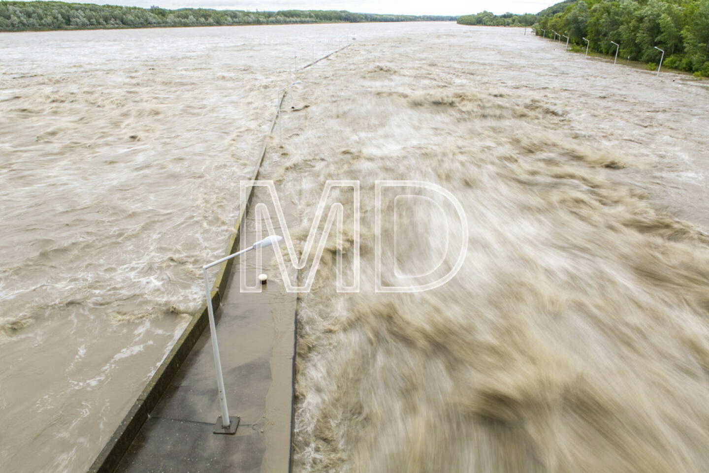 Donau, Hochwasser, Verbund Kraftwerk Greifenstein