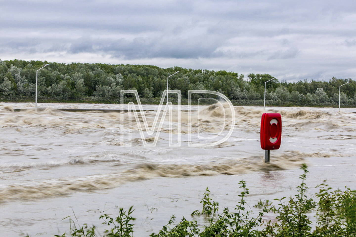 Donau, Hochwasser, Verbund Kraftwerk Greifenstein