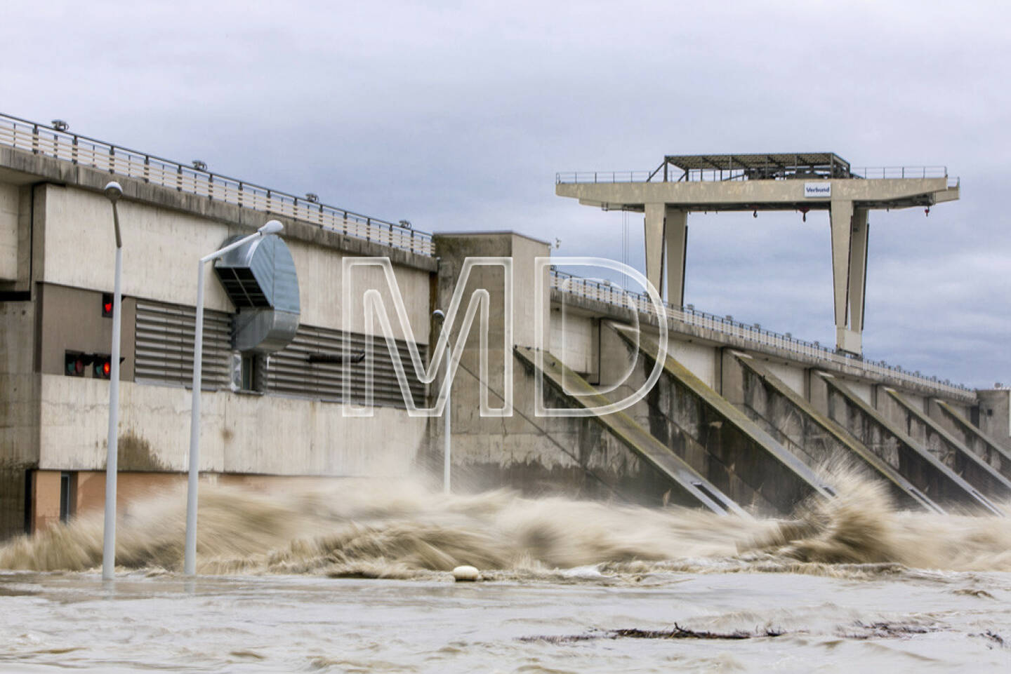 Donau, Hochwasser, Verbund Kraftwerk Greifenstein