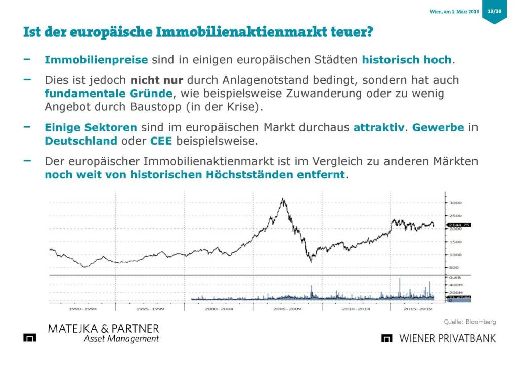 Präsentation Wiener Privatbank - europäische Immobielenaktienmarkt teuer? (27.02.2018) 