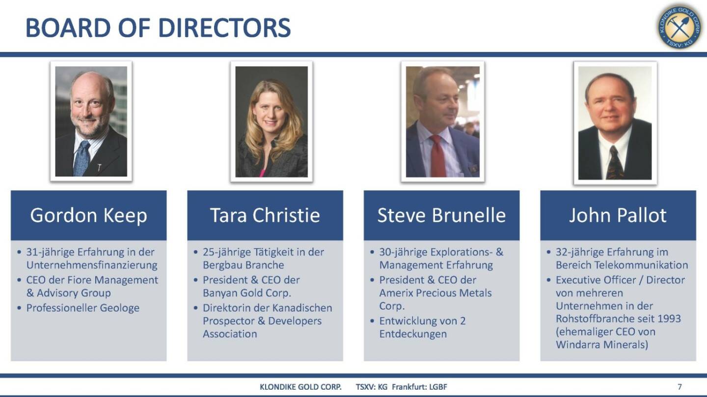 Präsentation Klondike - Board of Directors