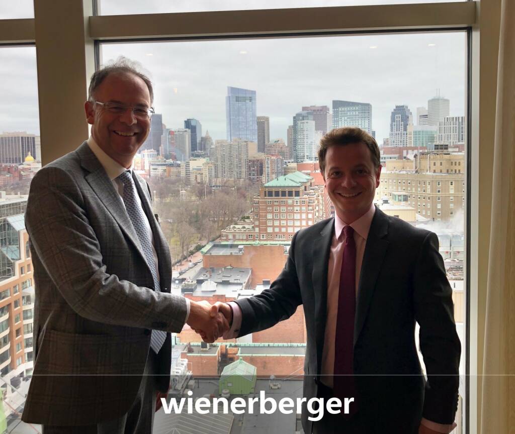 Wienerberger-CEO Heimo Scheuch auf Roadschow in Nord Amerika, hier mit einem Investor in Boston (07.03.2018) 