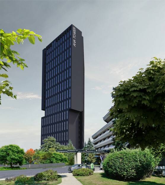 Der europäische Baukonzern Strabag SE hat über seine rumänische Tochtergesellschaft den Auftrag für den Bau eines 110 m hohen Büroturms im Zentrum Bukarests erhalten. Die Auftragssumme beträgt circa € 39 Mio. Die Fertigstellung ist für Oktober 2019 geplant. Bildnachweis: Ana Tower Offices SRL (20.03.2018) 
