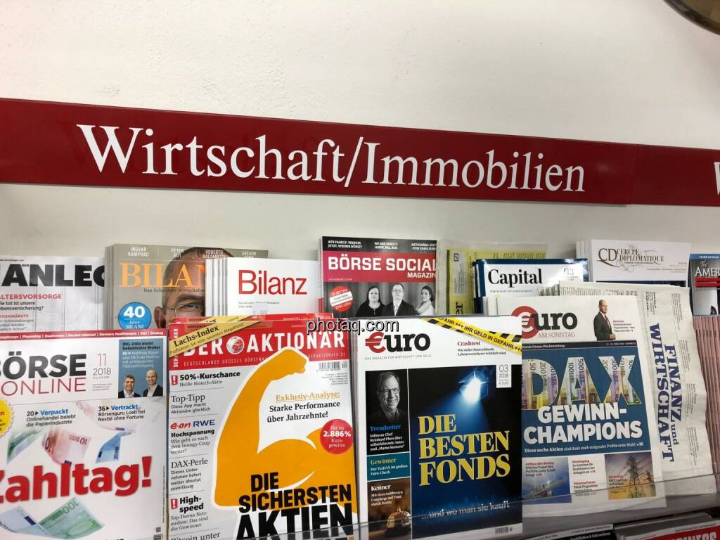 Börse Social Magazine, Morawa, Kiosk, Wirtschaft, Immobilien, © photaq.com (26.03.2018) 