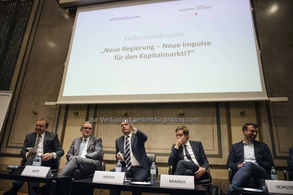 Podiumsdiskussion „Neue Regierung – Neue Impulse für den Kapitalmarkt!?“, © Wiener Börse / Aktienforum (12.04.2018) 
