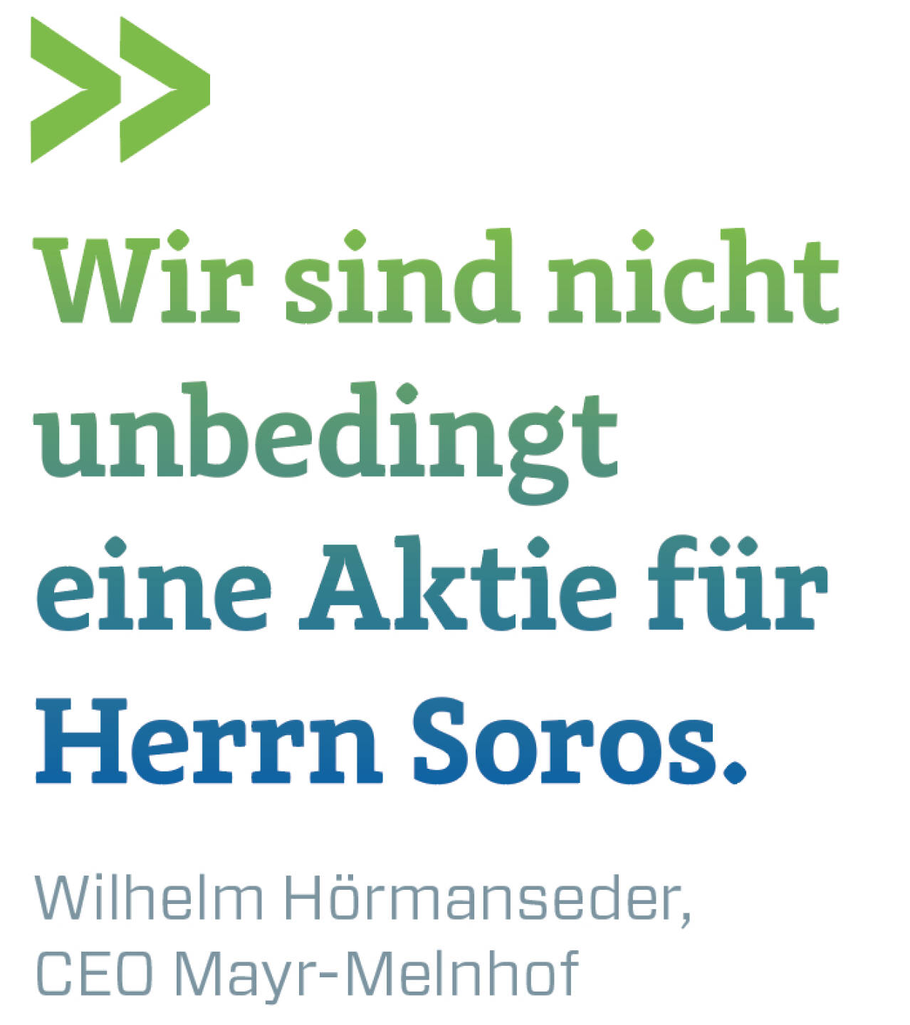 Wir sind nicht unbedingt eine Aktie für Herrn Soros.
Wilhelm Hörmanseder, CEO Mayr-Melnhof
