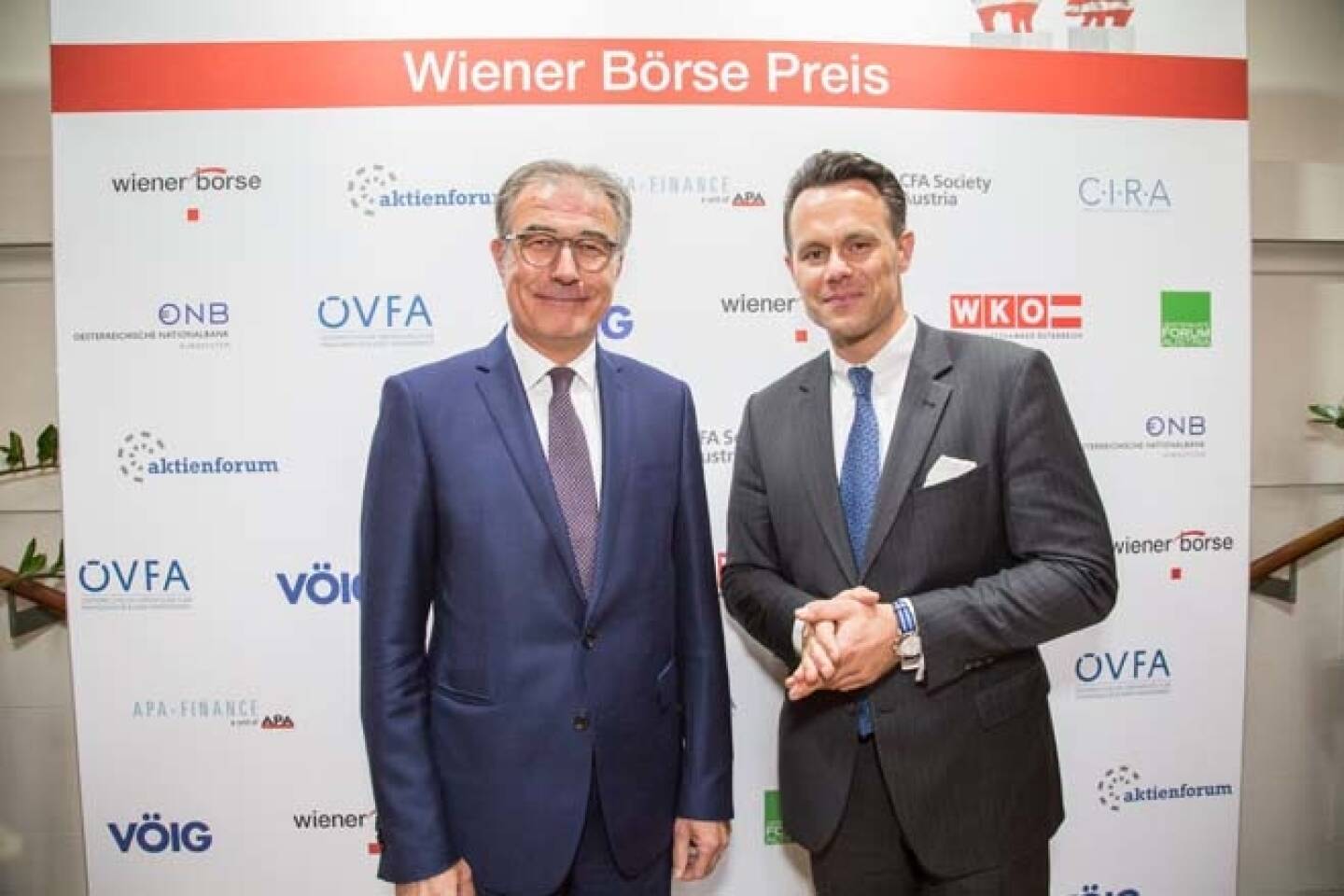 Erste Group Research-Chef Friedrich Mostböck mit Wiener Börse-CEO Christoph Boschan; Credit: APA-Fotoservice