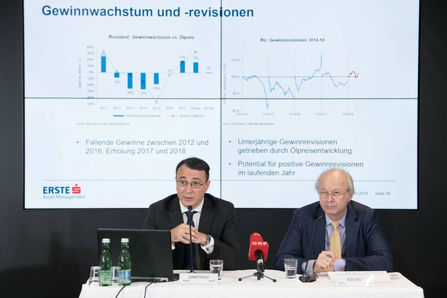 ERSTE-SPARINVEST: Erste Asset Management sieht Russland vor der Fußball WM wieder auf Wachstumskurs, dämpft aber Euphorie; Alexandre Dimitrov, Manager des Aktienfonds ESPA STOCK RUSSIA und Peter Szopo, Aktienstratege Erste Asset Management; Fotocredit: ERSTE-SPARINVEST/APA-Fotoservice/Hörmandinger