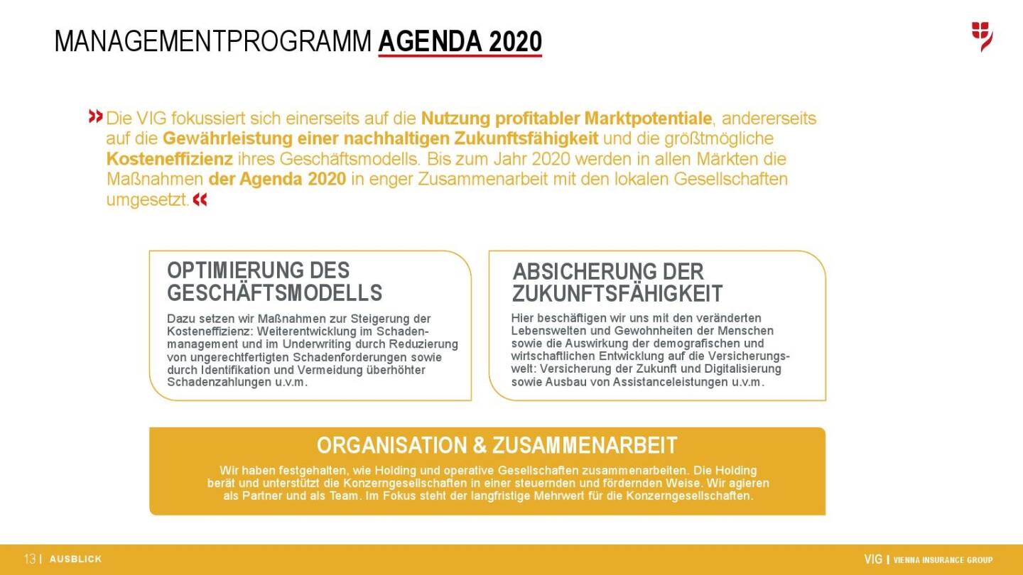 VIG Unternehmenspräsentation - Agenda 2020