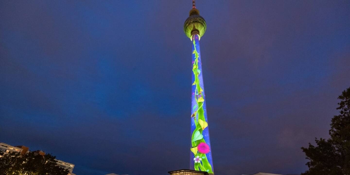 E.ON sucht die besten Lichtkünstler aus Europa: Der Berliner Fernsehturm beim Festival of Lights 2016 // Foto: E.ON / Dirk Lässig