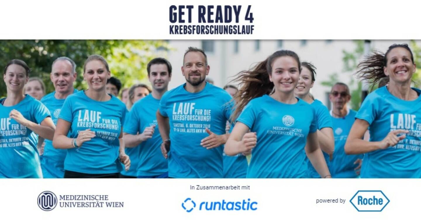 Am Samstag, 6. Oktober 2018 findet am Universitätscampus im Alten AKH der 12. Krebsforschungslauf der Medizinischen Universität Wien statt. Beim “GetReady4Krebsforschungslauf” verwandelt  Roche Austria die Lauf-Kilometer in bare Münze, Fotocredit:Roche Austria