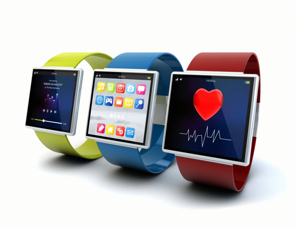 Wearable Devices, Apps, Puls, Pulsuhr - https://de.depositphotos.com/56542513/stock-photo-apps-on-wearables.html, © <a href=
