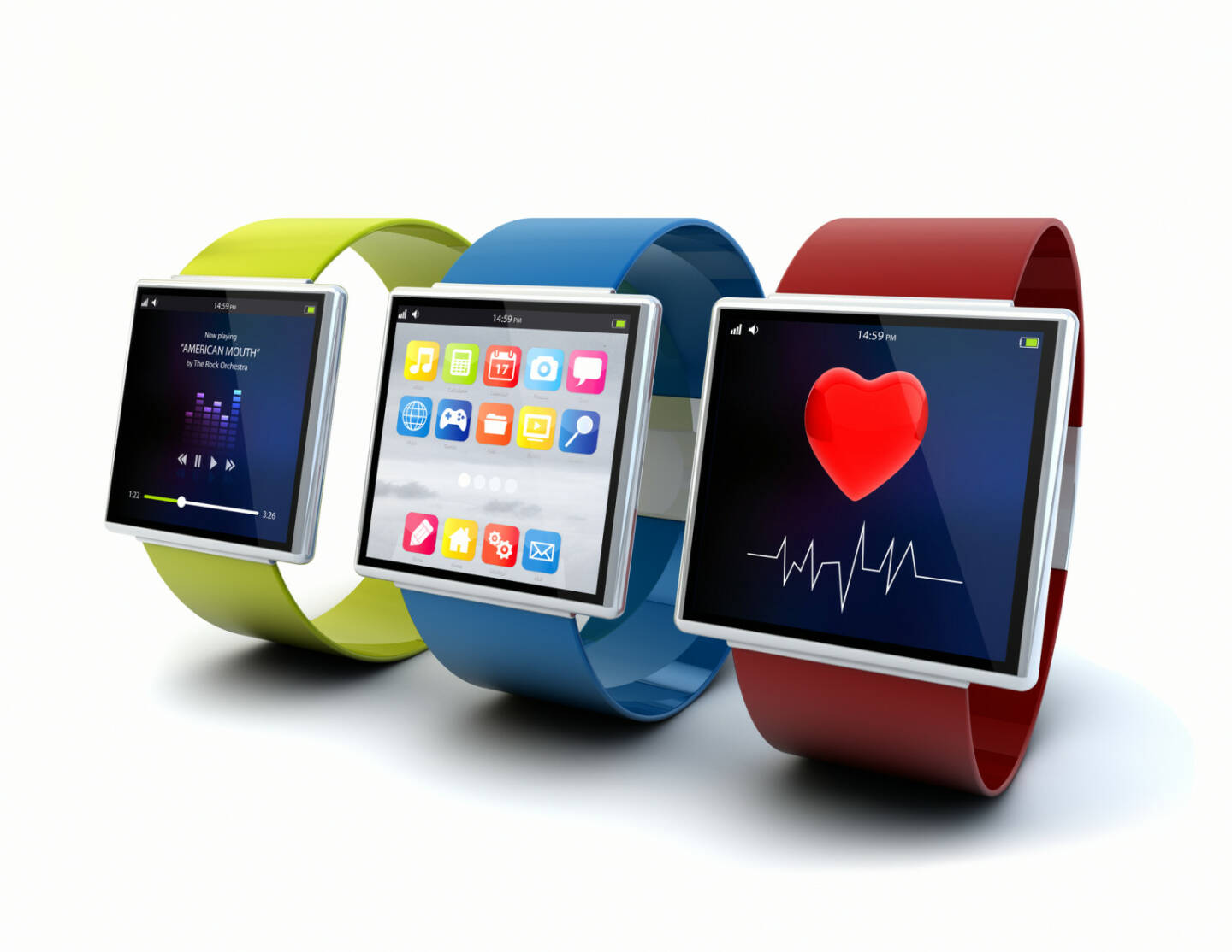 Wearable Devices, Apps, Puls, Pulsuhr - https://de.depositphotos.com/56542513/stock-photo-apps-on-wearables.html