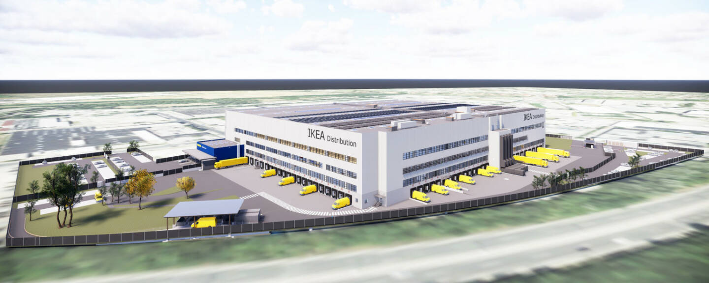 In Strebersdorf entsteht das neue Ikea-Logistikzentrum. Das Möbelhaus investiert in dieses Projekt mehr als 70 Millionen Euro. Schon ab Herbst 2019 sollen von hier aus Ikea-Kunden in ganz Österreich beliefert werden. Credit: Ikea