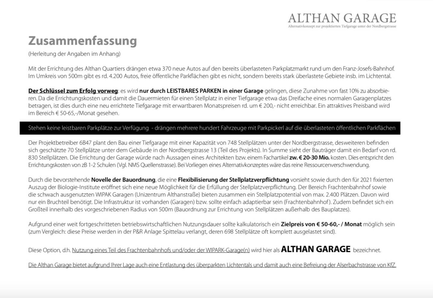 Althangrund: Althan Garage Zusammenfassung