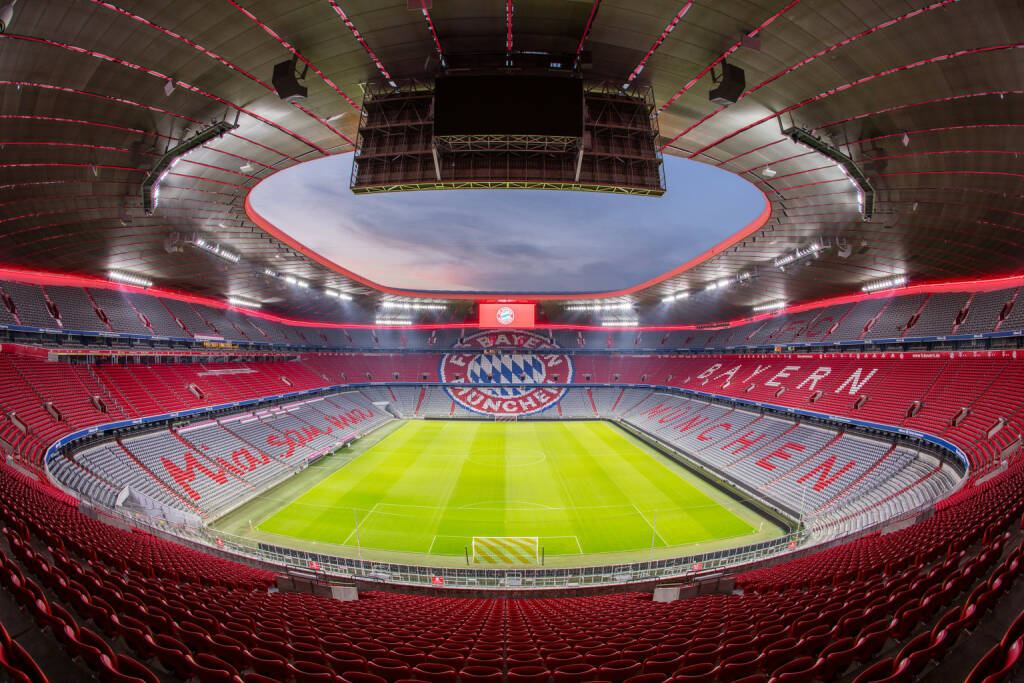 Zumtobel Group startet Lichtpartnerschaft mit dem FC Bayern München: Visualisierung der geplanten Effektbeleuchtung im inneren Dachbereich der Allianz Arena in München, Credit: Zumtobel, © Aussendung (18.10.2018) 