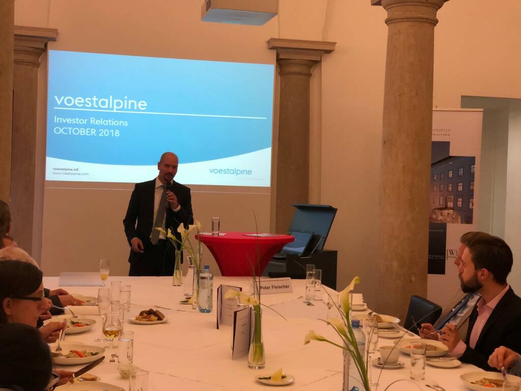 Präsentation des Österreich-Fonds der WSS Vermögensmanagement GmbH, voestalpine-IR-Chef Peter Fleischer stellte die Company vor (22.10.2018) 